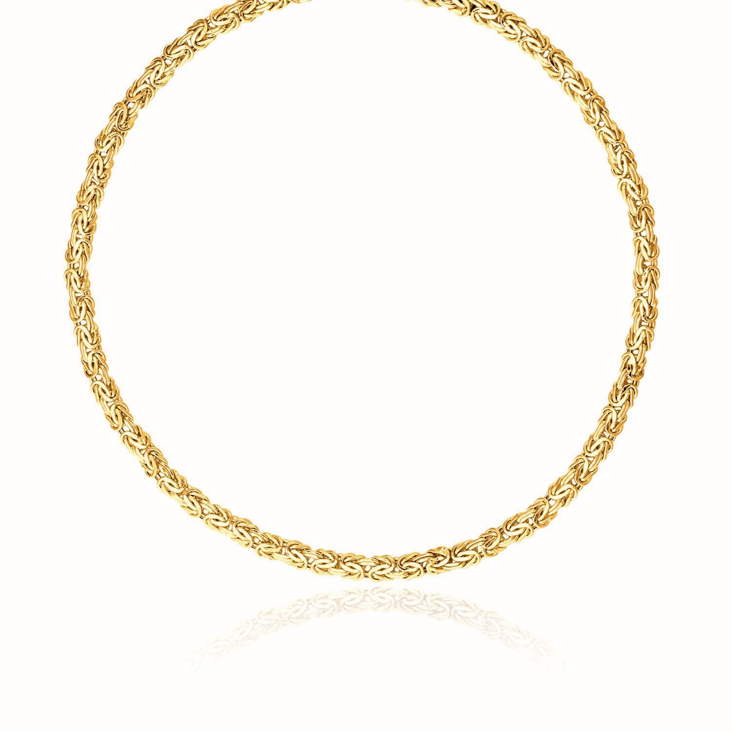 14k yellow gold fancy Byzantine chain necklace with intricate links and modern elegance for a luxurious look.