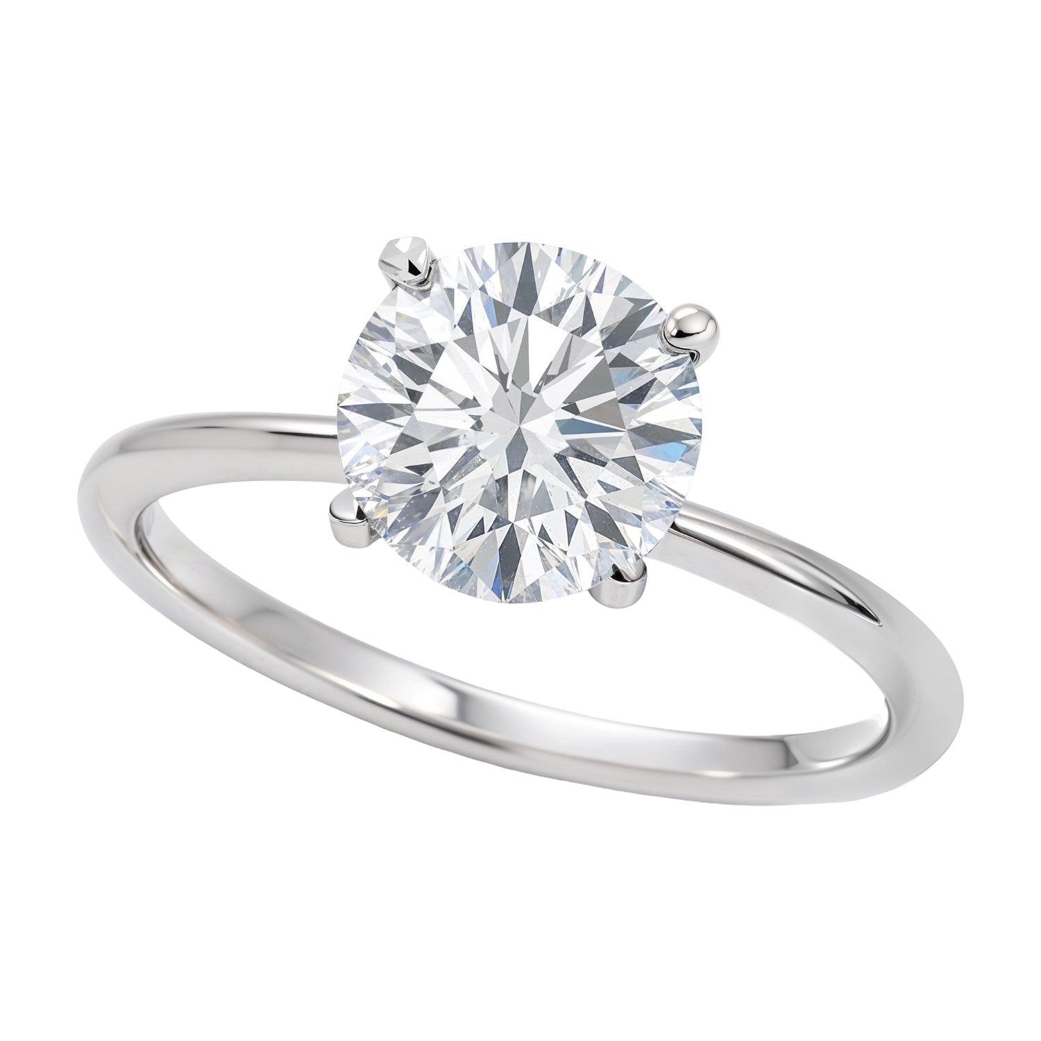 1 1/2 carat round lab-grown diamond solitaire ring in sterling silver with elegant prong setting, modern design.