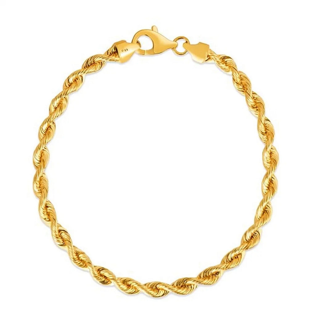 14k yellow gold silk rope chain bracelet, modern design with elegant texture and refined craftsmanship.