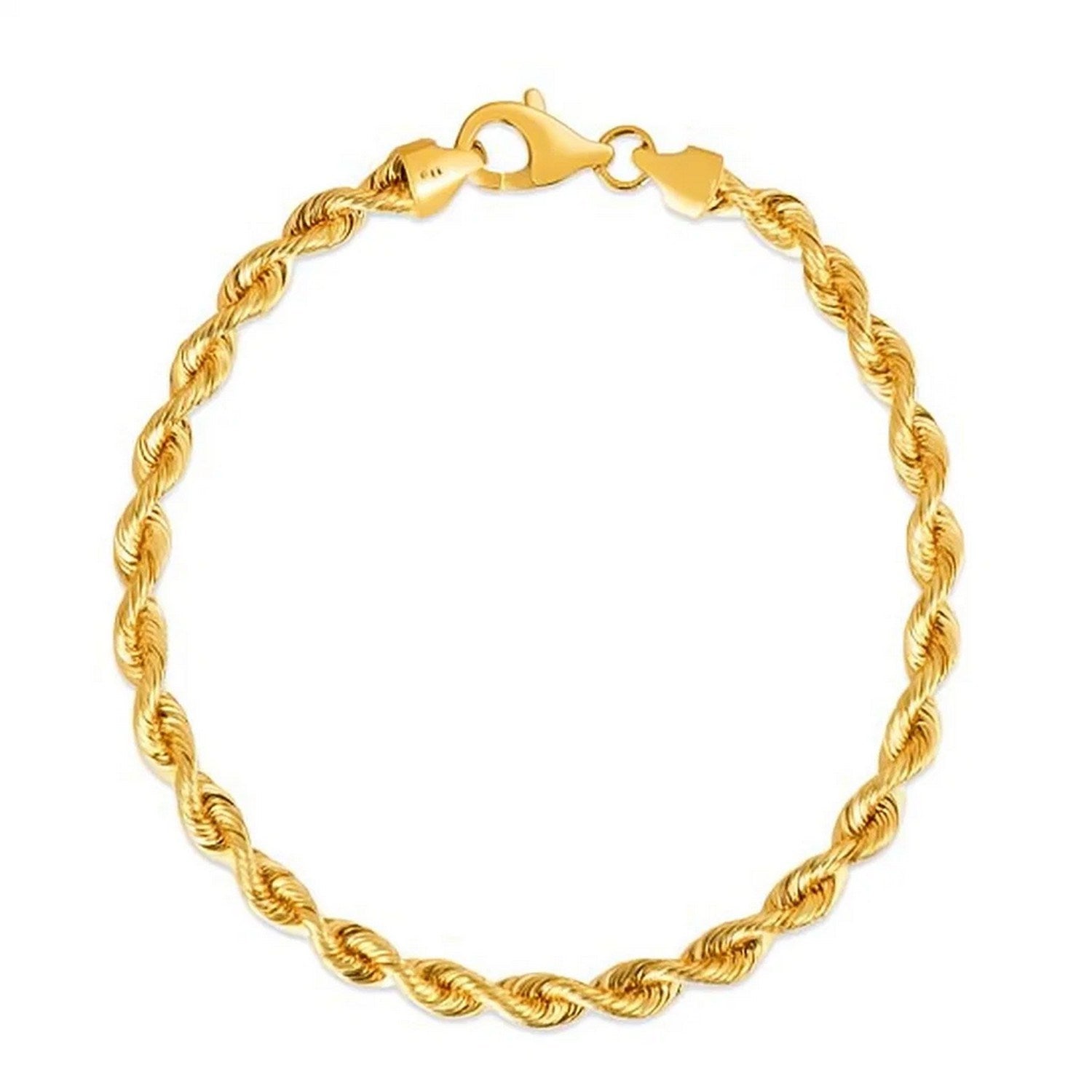 14k yellow gold silk rope chain bracelet, modern design with elegant texture and refined craftsmanship.