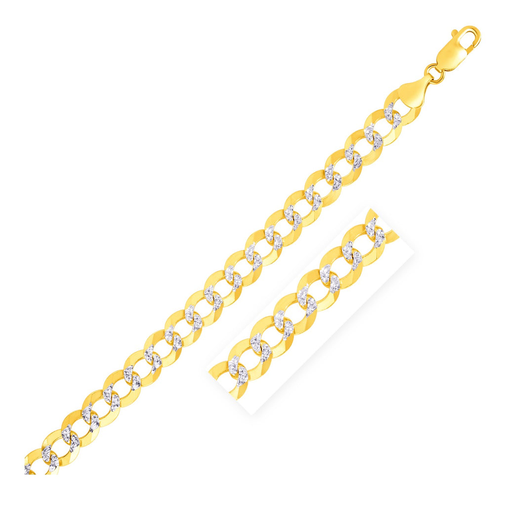 14k two-tone gold pave curb bracelet featuring elegant links and a classic design, perfect for luxury jewelry lovers.