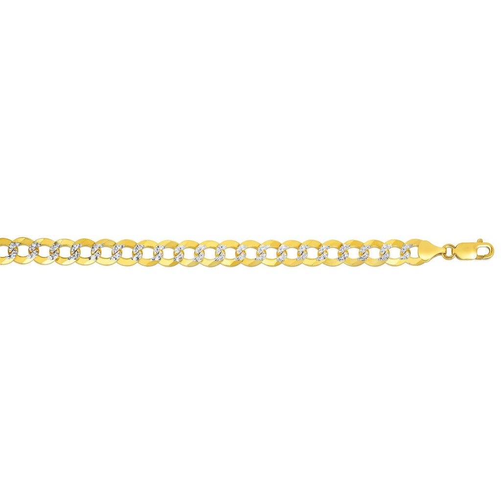 14k two-tone gold pave curb bracelet featuring classic links and exquisite craftsmanship, perfect for elegant styling.