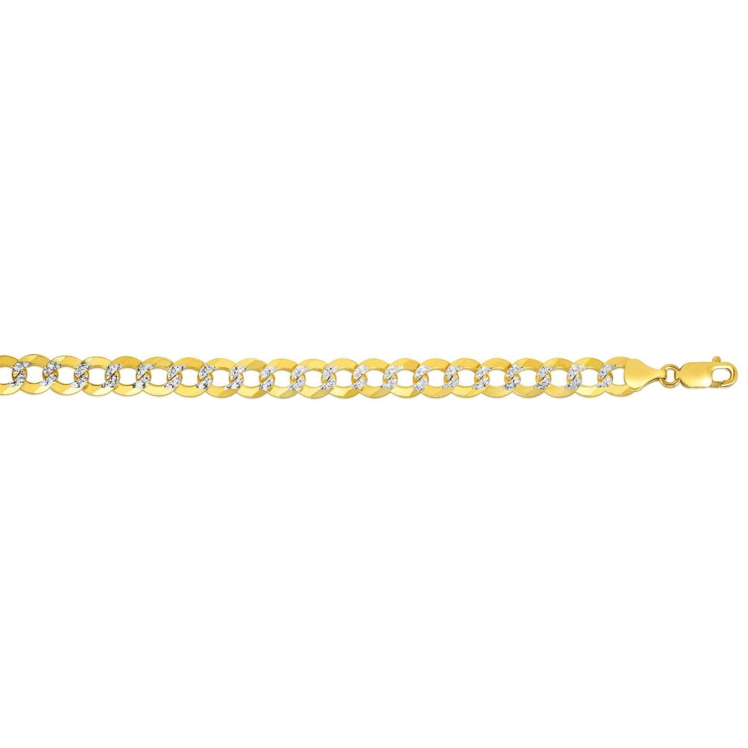 14k two-tone gold pave curb bracelet featuring classic links and exquisite craftsmanship, perfect for elegant styling.