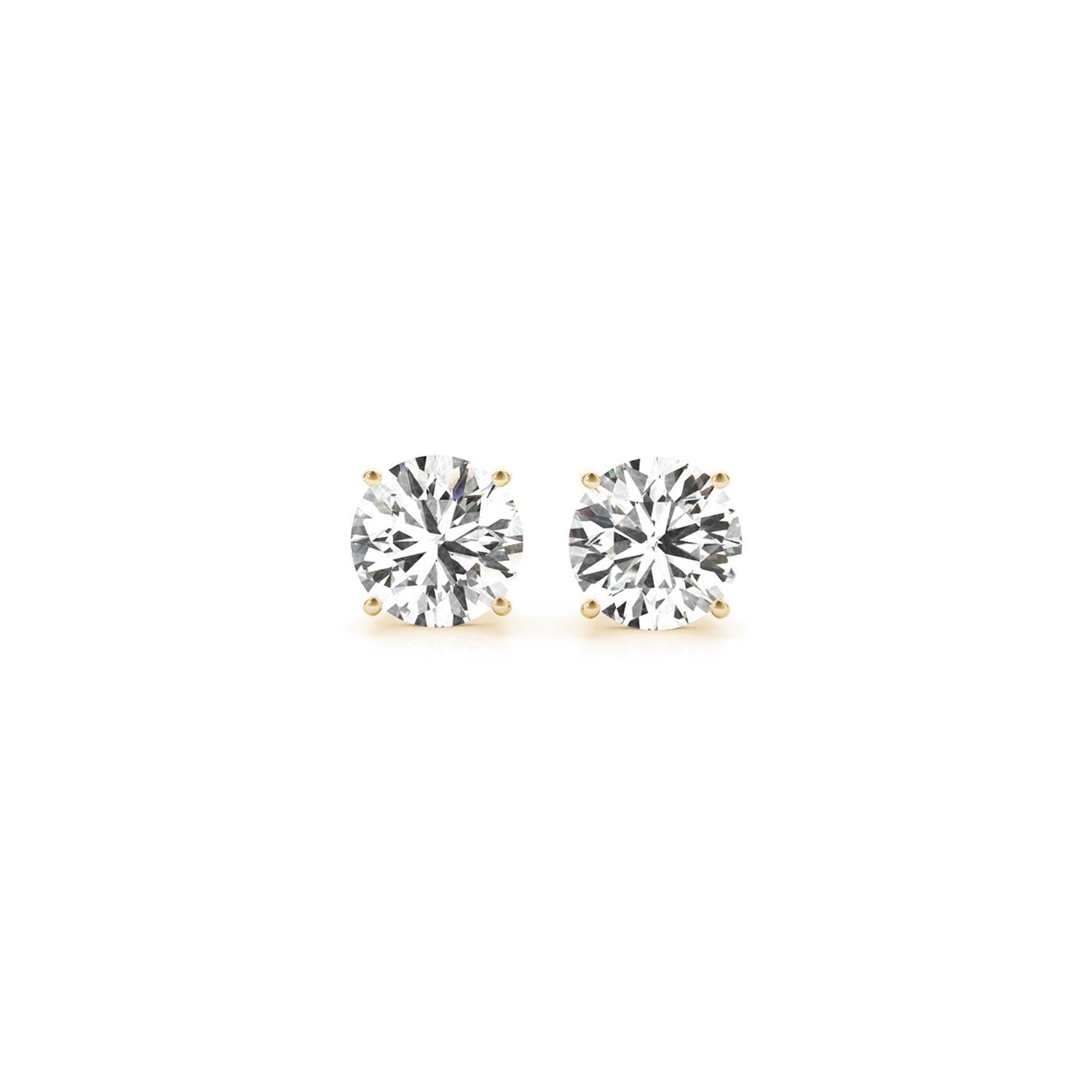 14k yellow gold diamond stud earrings featuring IGI certified lab-grown diamonds in modern prong setting.