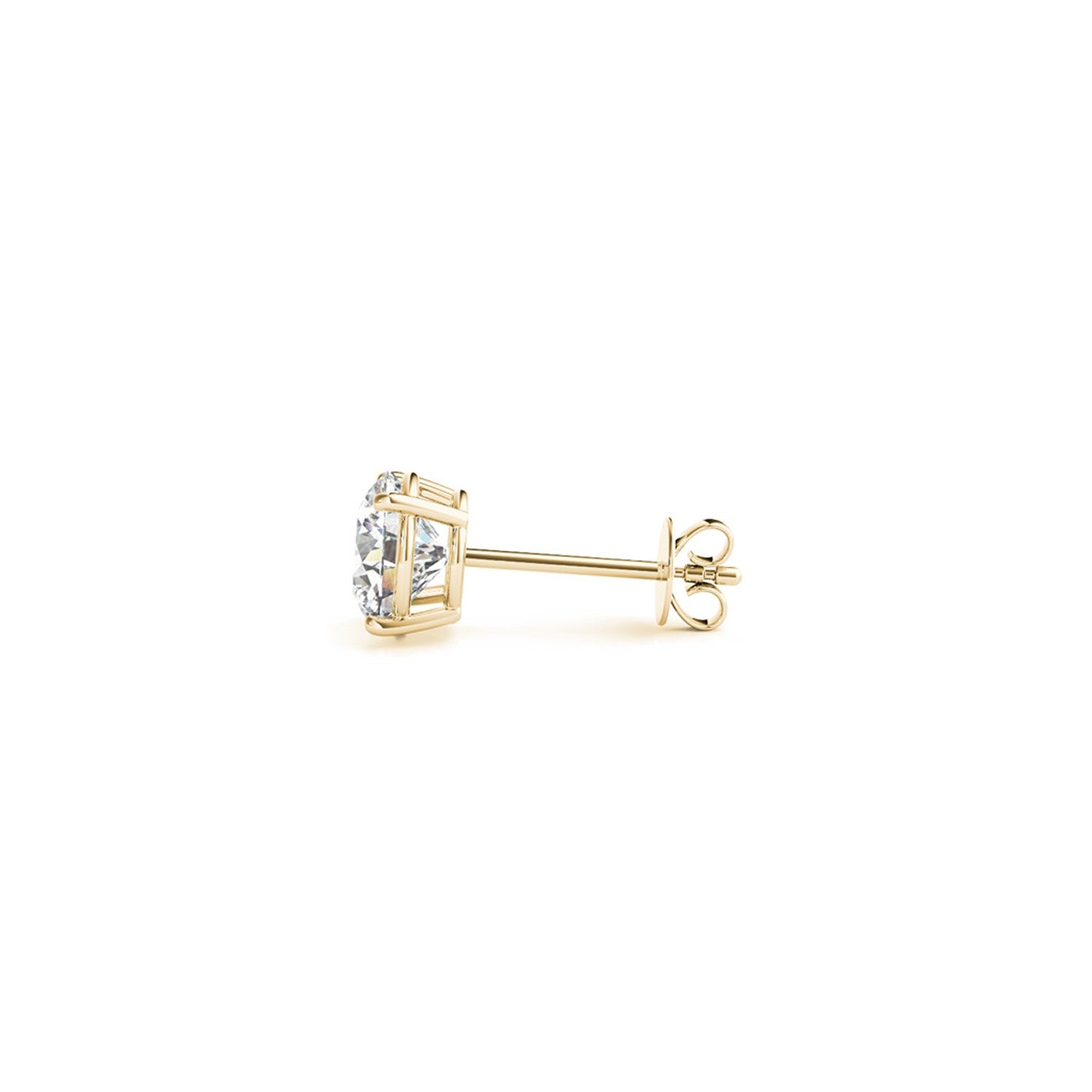 14k yellow gold modern diamond stud earrings featuring IGI certified lab-grown diamonds in elegant prong settings.