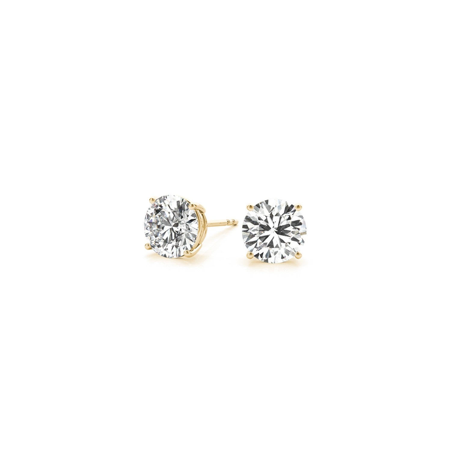 14k yellow gold diamond stud earrings featuring IGI certified lab-grown diamonds in a modern prong setting.