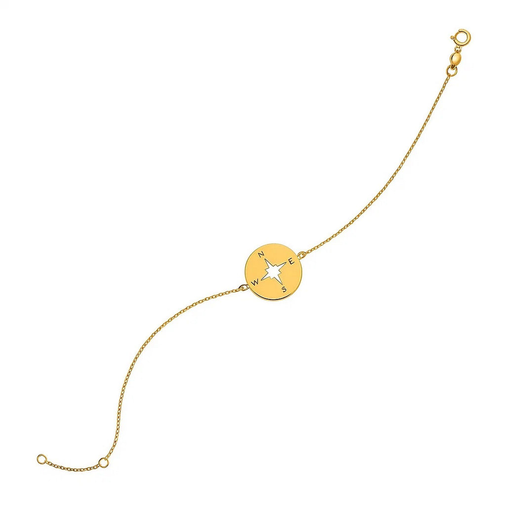 14k yellow gold 7-inch bracelet featuring elegant link design and compass charm for a timeless luxury statement.
