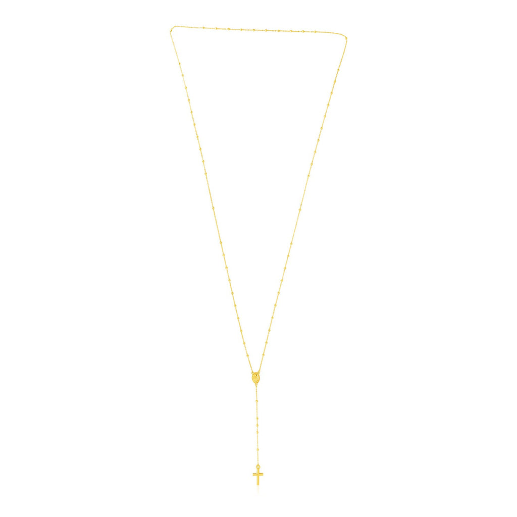 14k yellow gold rosary necklace featuring a delicate chain and modern stud design, perfect for elegant layering.