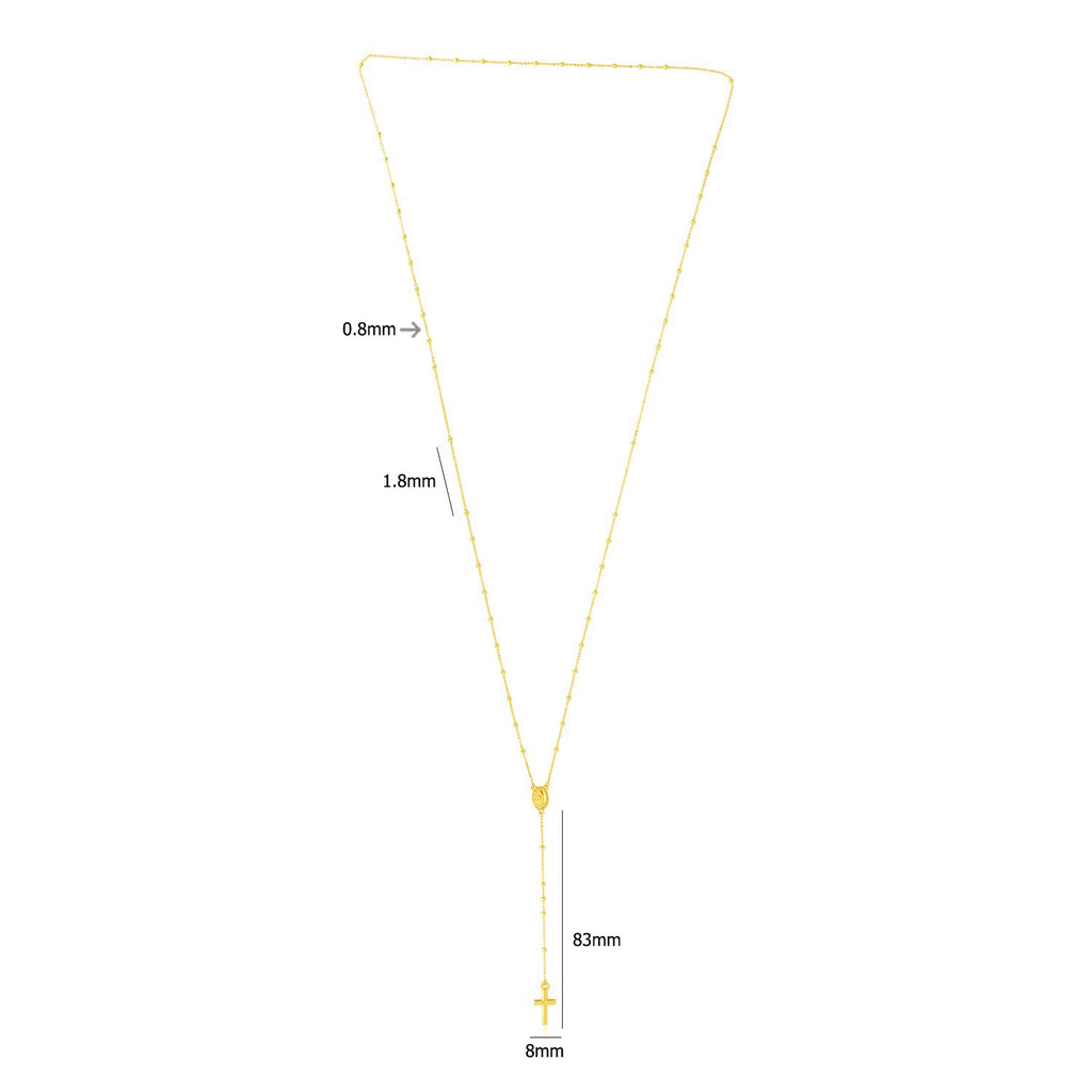 14k yellow gold rosary necklace featuring modern design with delicate chain and stud accents, perfect for elegant layering.