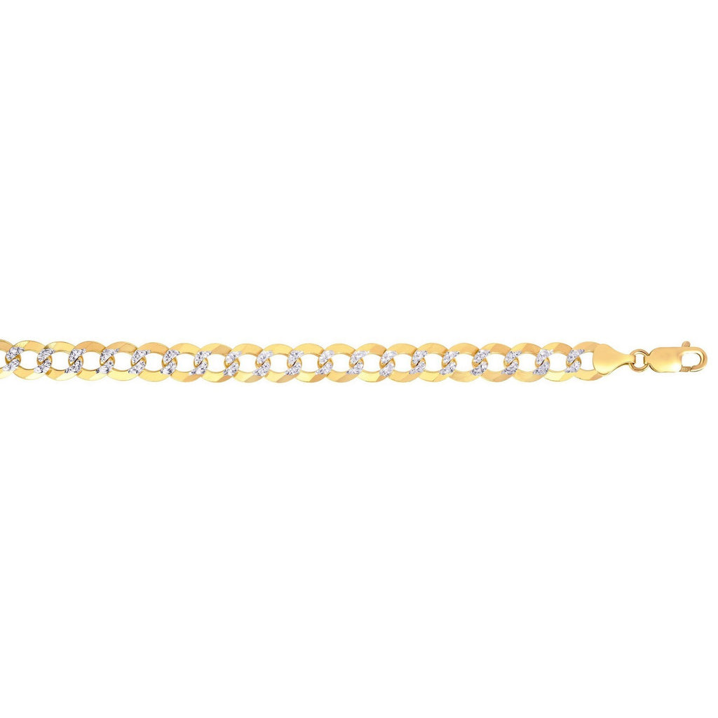 14k two-tone gold pave curb bracelet featuring a modern design with exquisite studded detailing.
