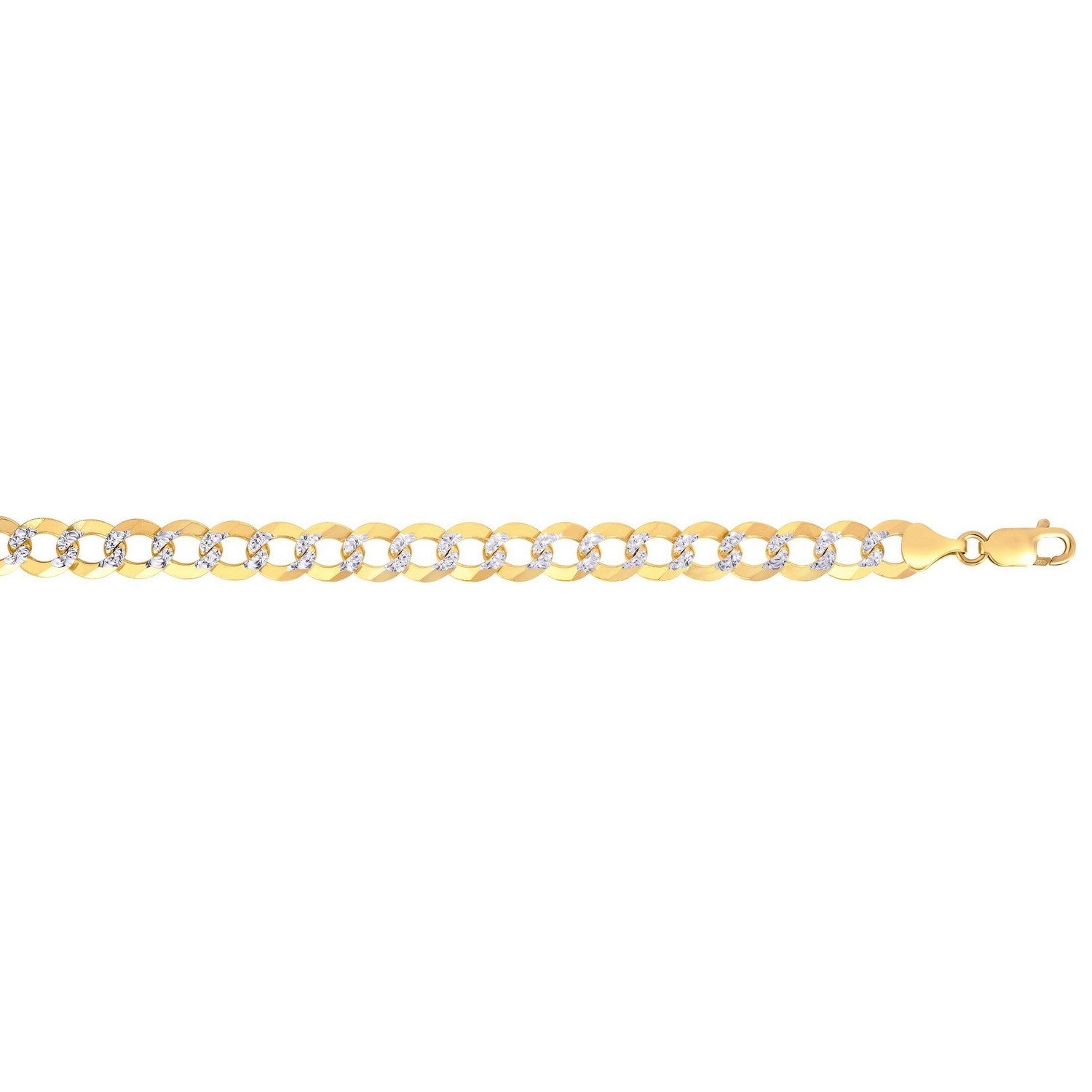 14k two-tone gold pave curb bracelet featuring a modern design with exquisite studded detailing.