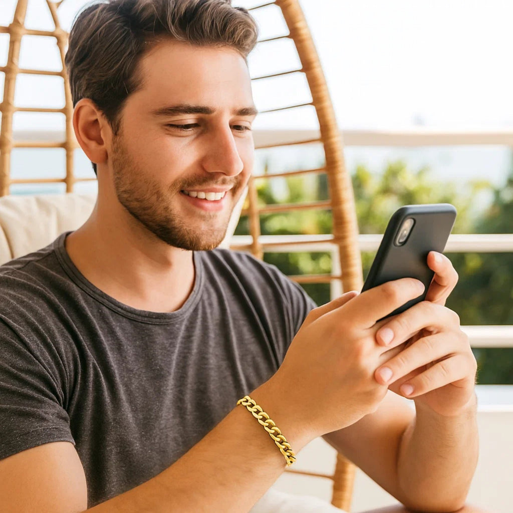 14k yellow gold Miami Cuban semi-solid bracelet with modern link design, perfect for luxury jewelry enthusiasts.