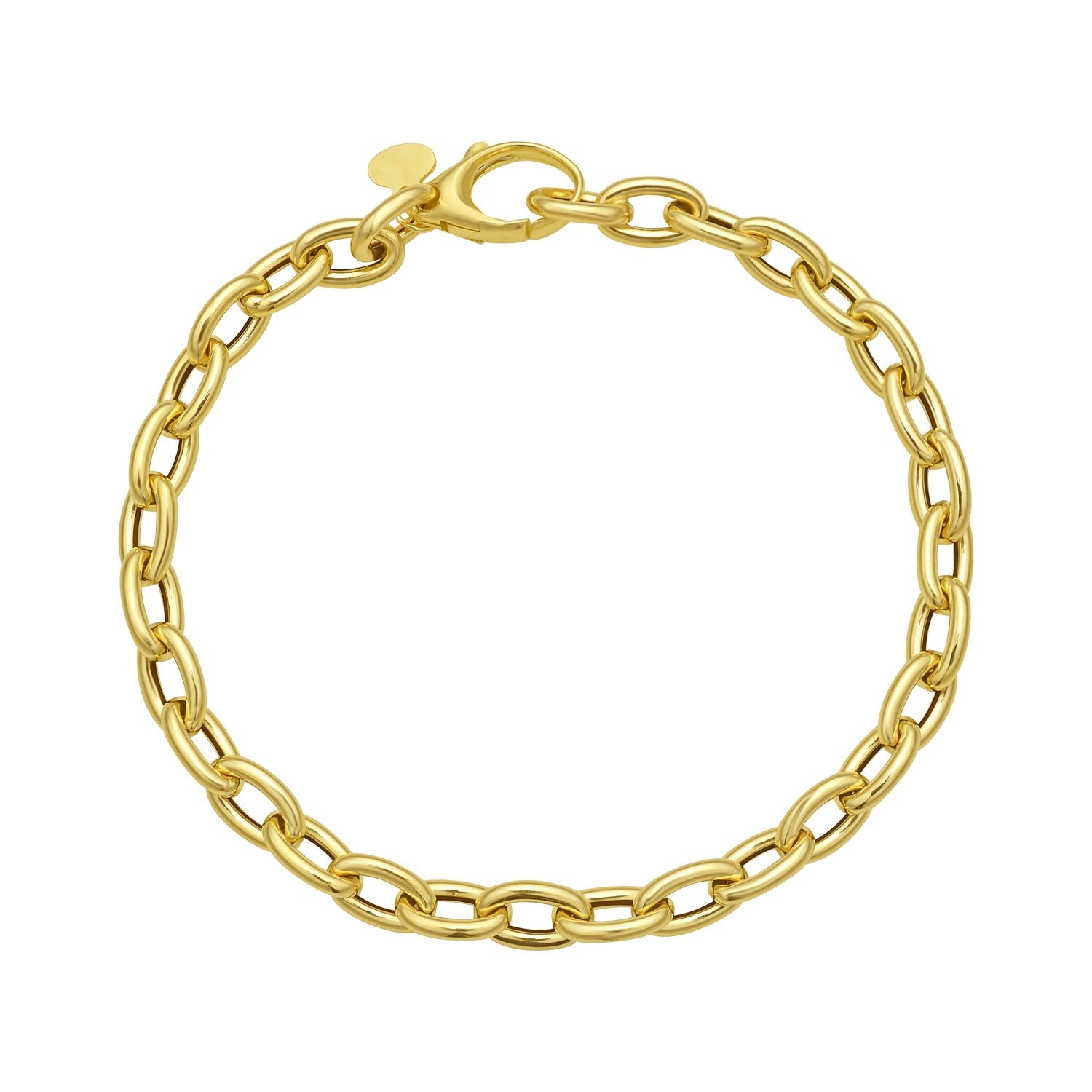 14k yellow gold charm lock rolo chain bracelet with modern link design, perfect for elegant layering or solo wear.