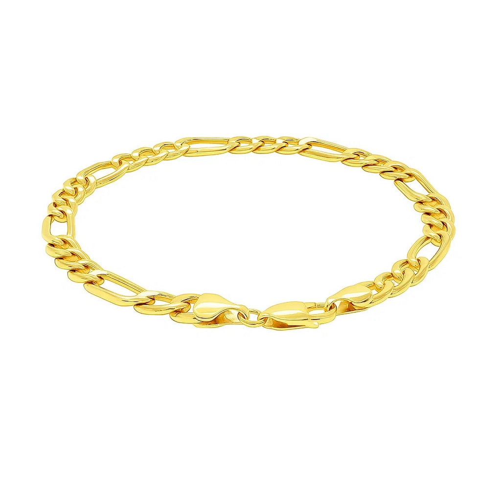 10k yellow gold Lite Figaro bracelet featuring a modern chain design, elegantly crafted for luxury appeal.