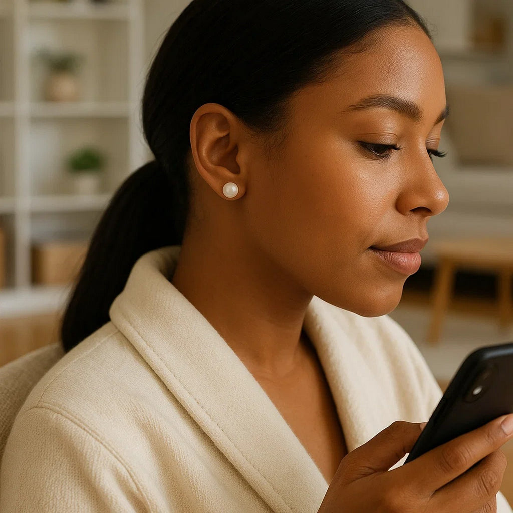 14k yellow gold stud earrings featuring 7mm round freshwater cultured pearls in a classic design.