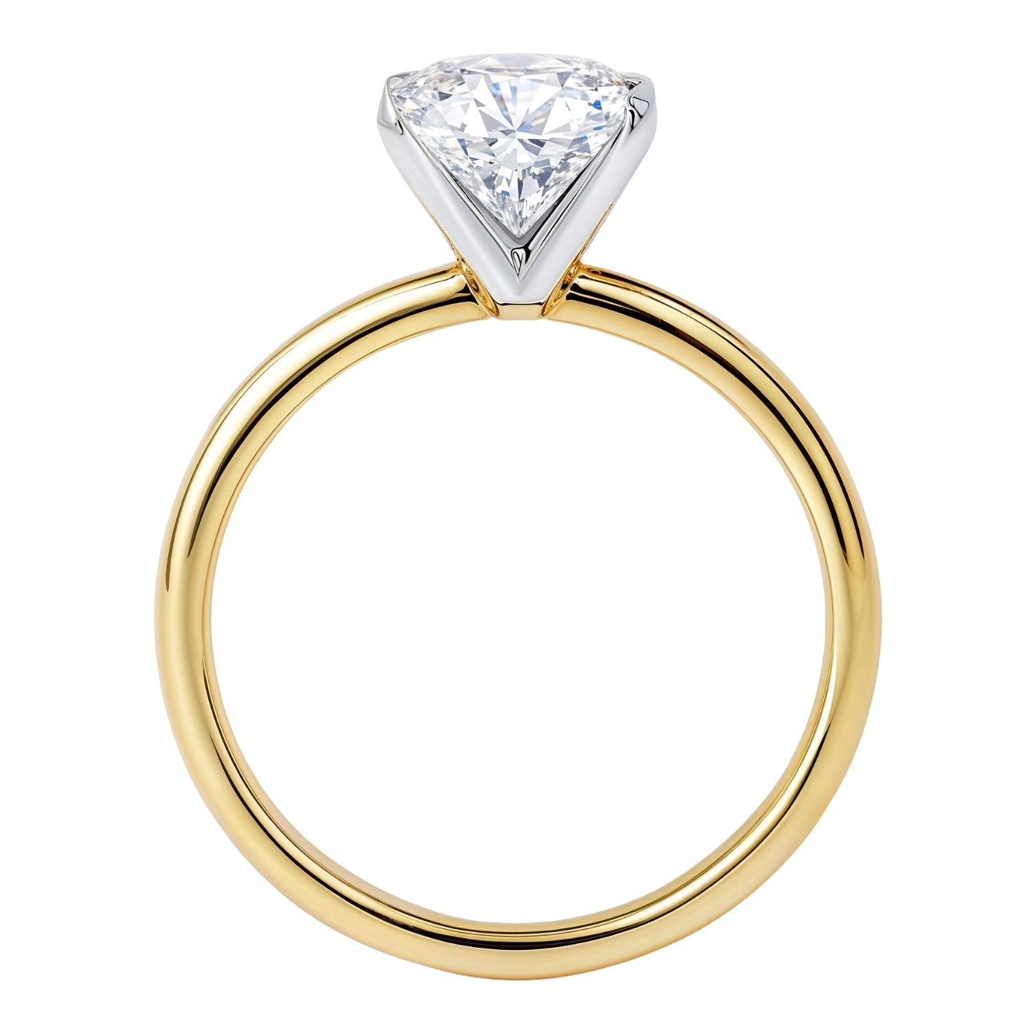 1 1/2 carat oval lab-grown diamond solitaire ring in 14k yellow gold, featuring a modern prong setting.