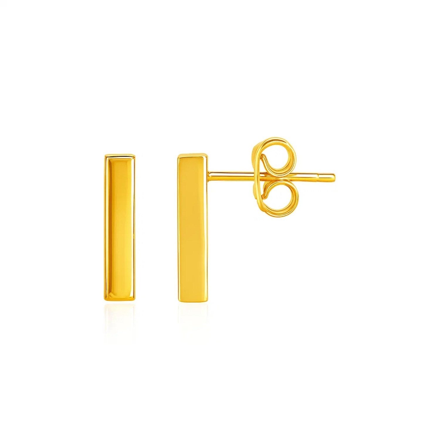 14k yellow gold bar post earrings featuring a sleek modern design for a luxurious touch.