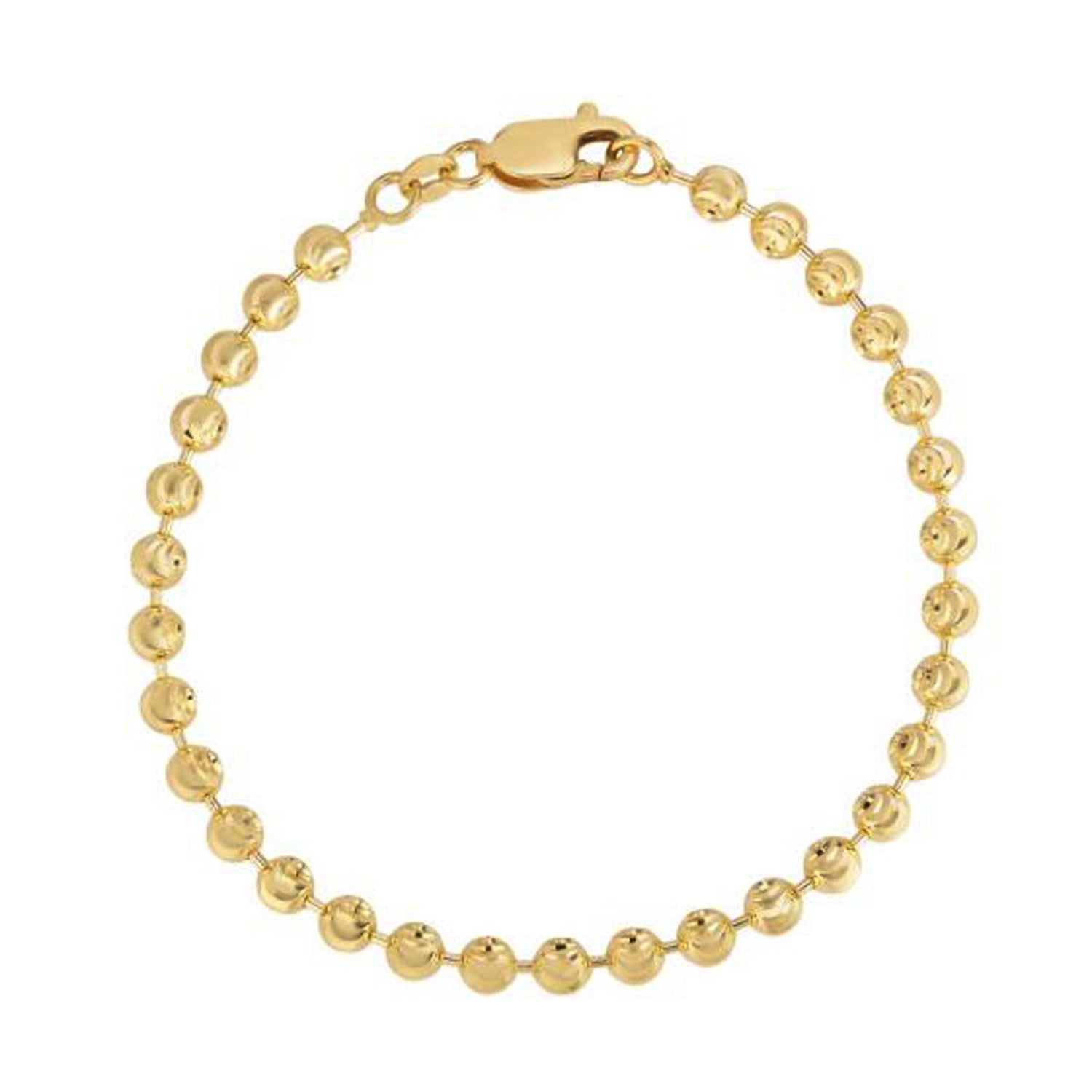 14k yellow gold moon cut bead chain bracelet with contemporary round design, perfect for elegant layering or solo wear.