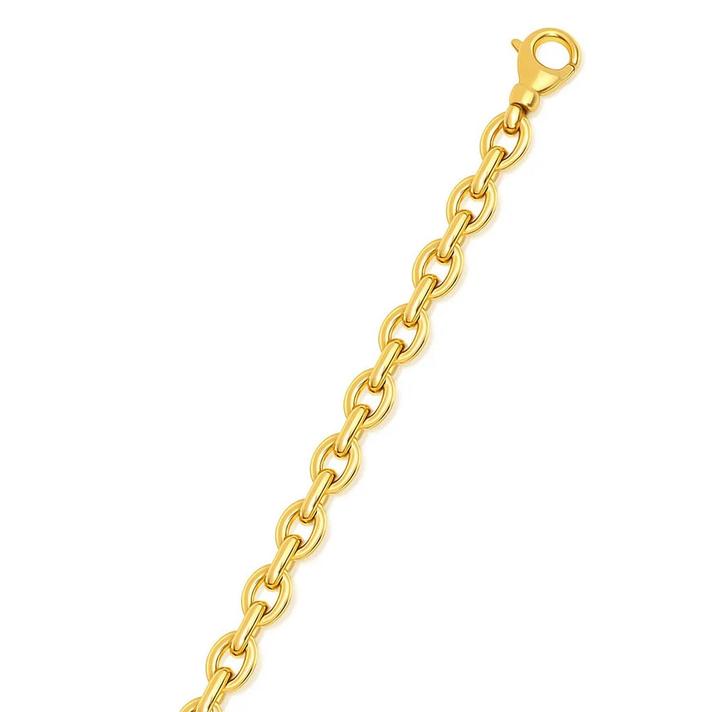 14k yellow gold polished oval link bracelet featuring elegant design and secure stud closure, perfect for luxury styling.