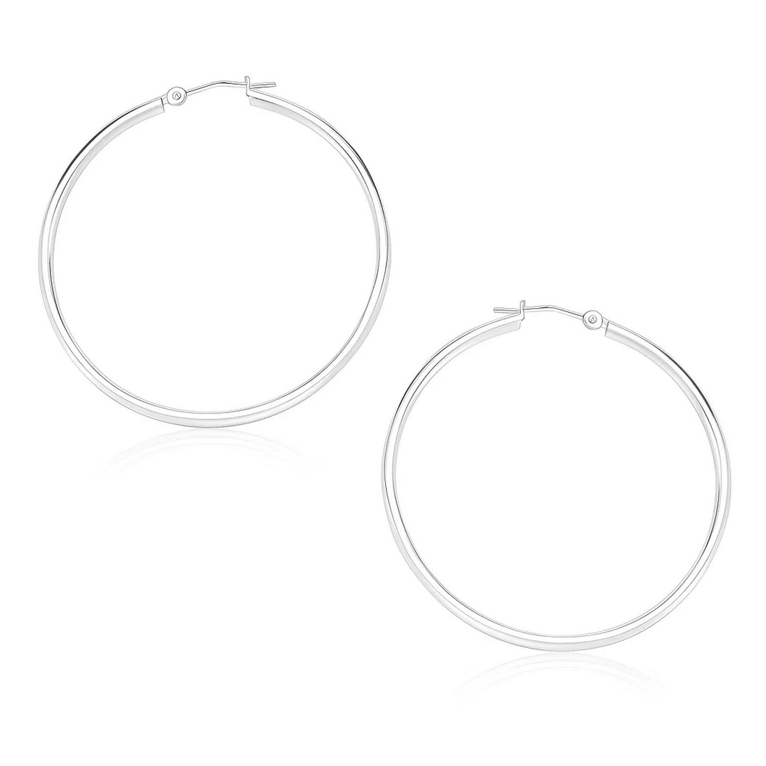 Polished 10k white gold hoop earrings crafted from luxurious 14k gold, embodying modern elegance and timeless style.