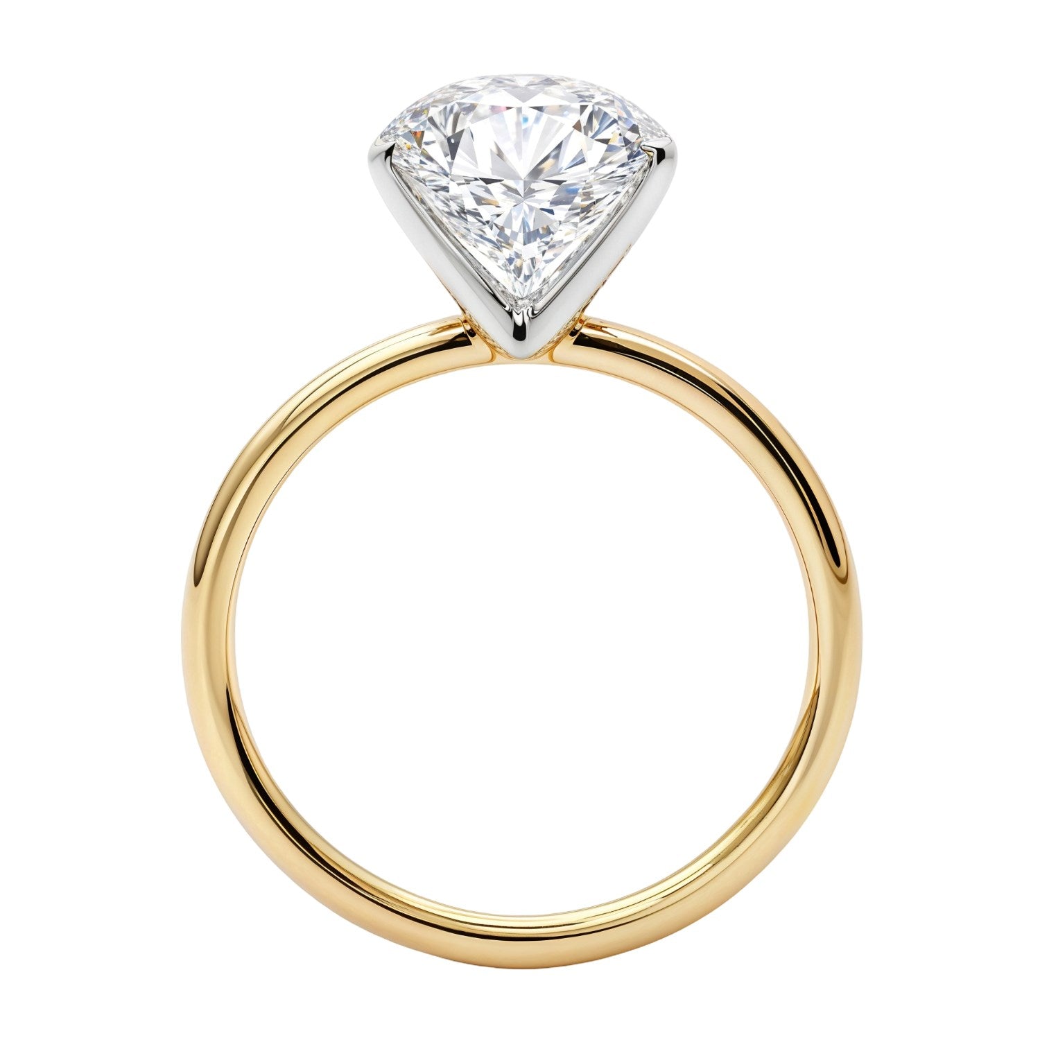3 carat oval lab-grown diamond solitaire ring in 14k yellow gold with elegant prong setting, modern design.