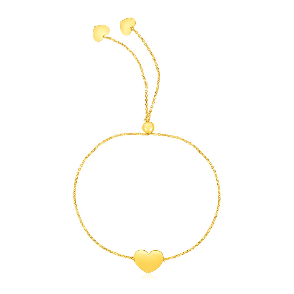 14k yellow gold adjustable heart bracelet featuring a modern chain design, perfect for elegant layering or standalone wear.