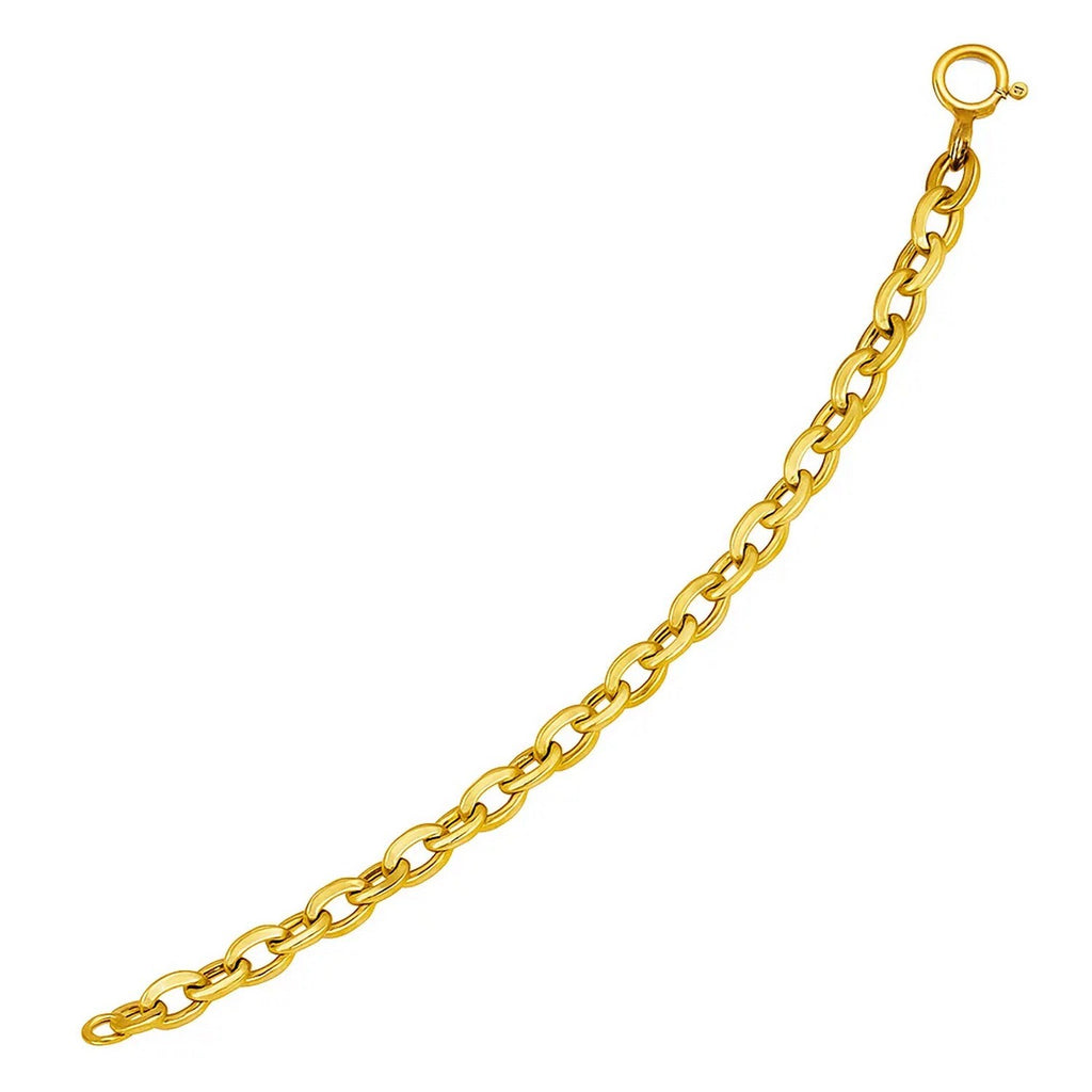 14k yellow gold cable chain bracelet featuring classic link design, perfect for elegant layering or standalone wear.