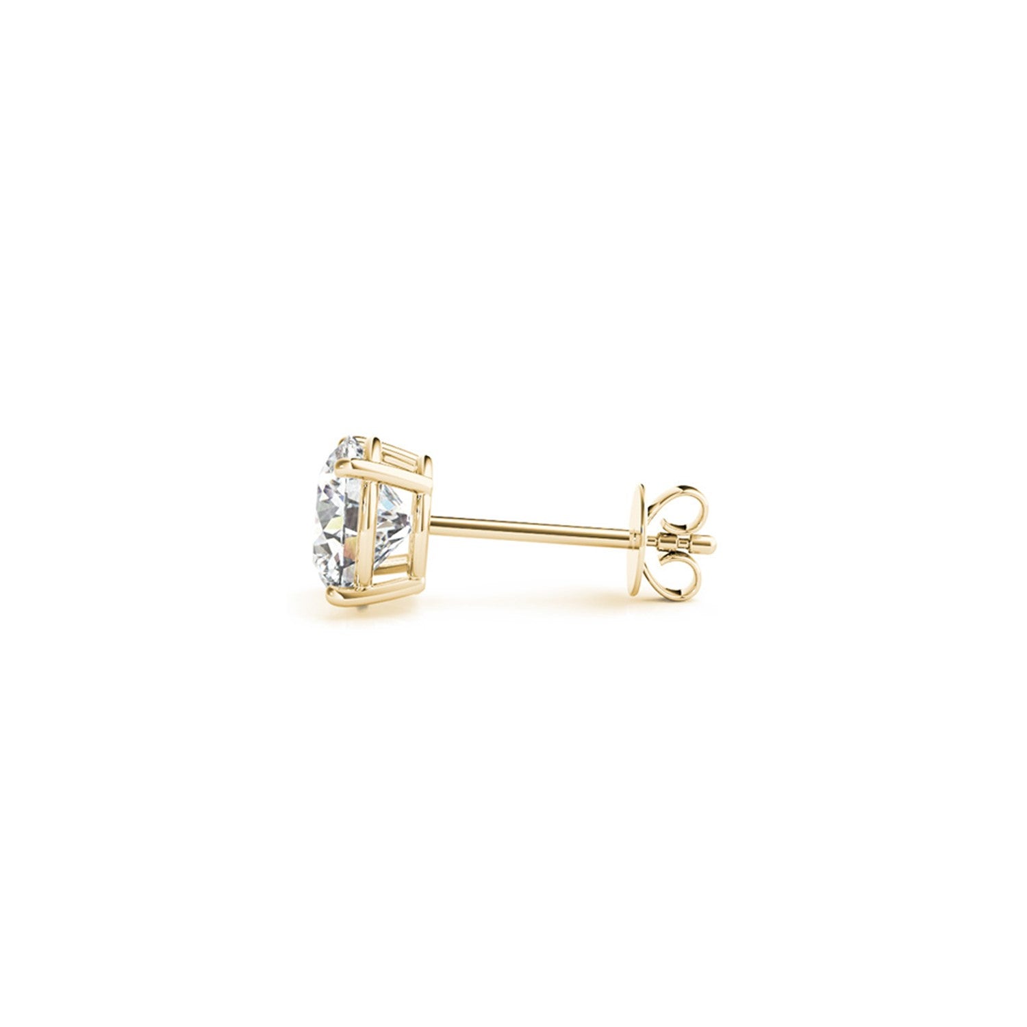 14k yellow gold diamond stud earrings featuring 2 cttw IGI certified lab-grown diamonds in a modern prong setting.