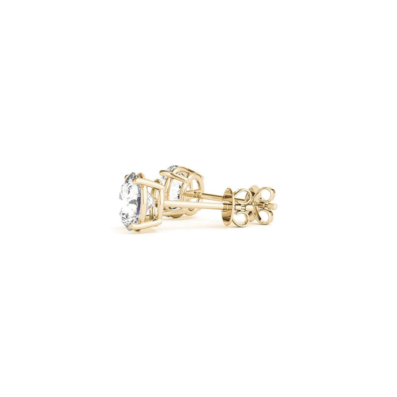 14k yellow gold diamond stud earrings featuring 2 cttw IGI certified lab-grown diamonds in elegant prong settings.