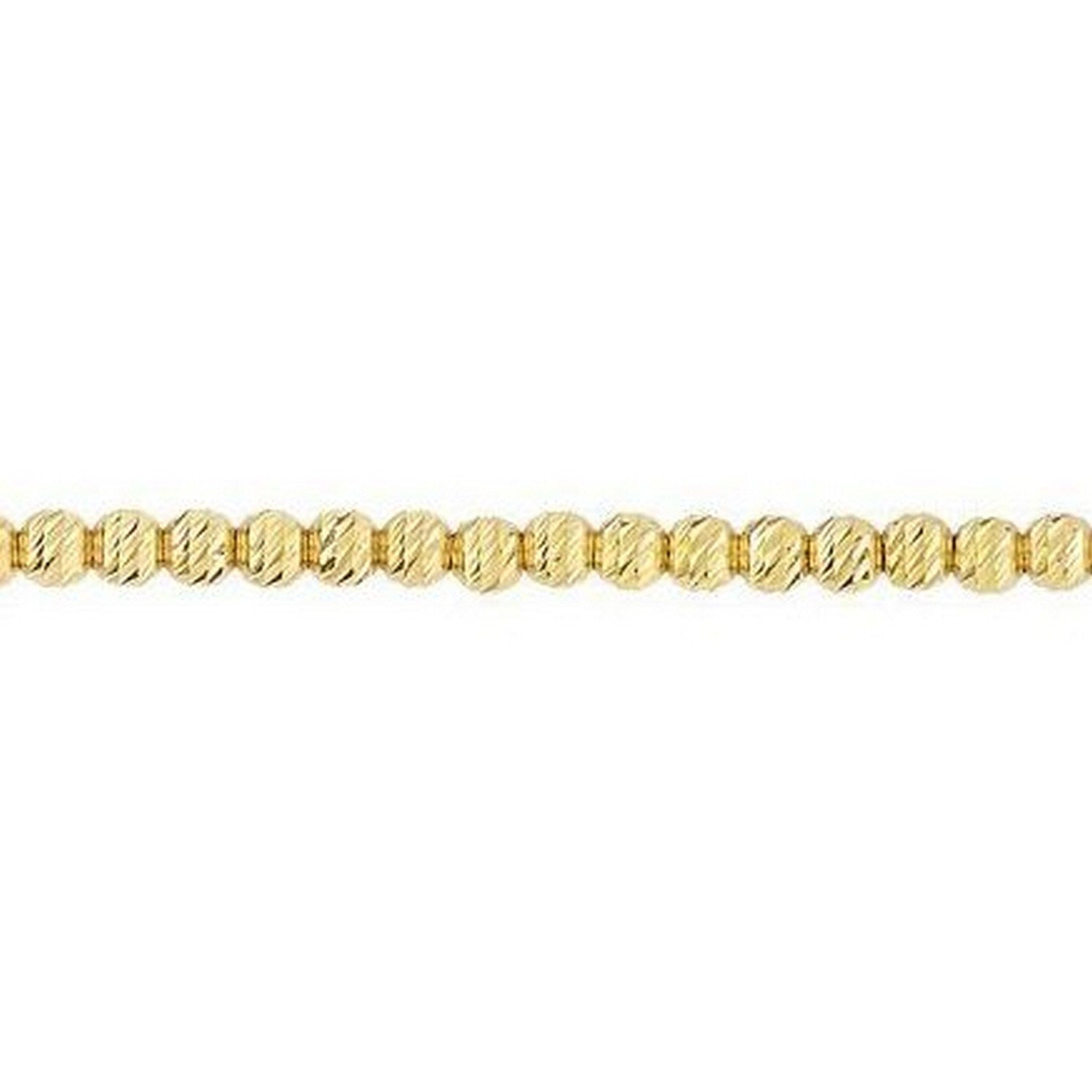 14k yellow gold diamond cut bead bracelet showcasing modern elegance with round stud accents.