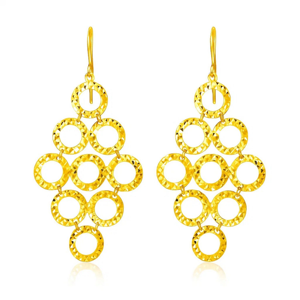 14k yellow gold textured open circle earrings, exuding elegance and luxury for a refined look.