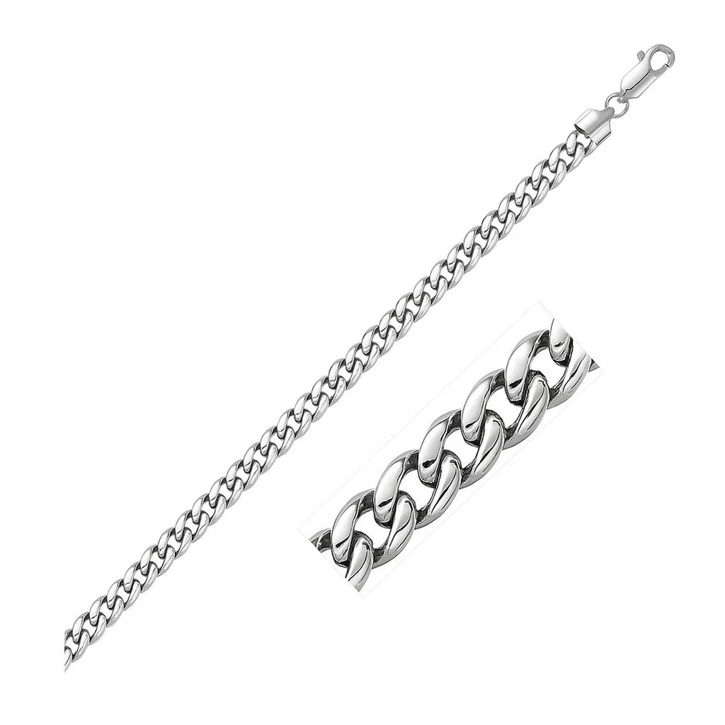 14k white gold Miami Cuban semi-solid bracelet, elegant 5.50 mm link design, perfect for luxury jewelry enthusiasts.