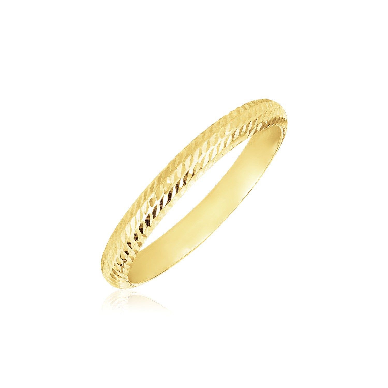 14k yellow gold textured comfort fit wedding band ring, 2.50mm, classic elegance for timeless luxury.