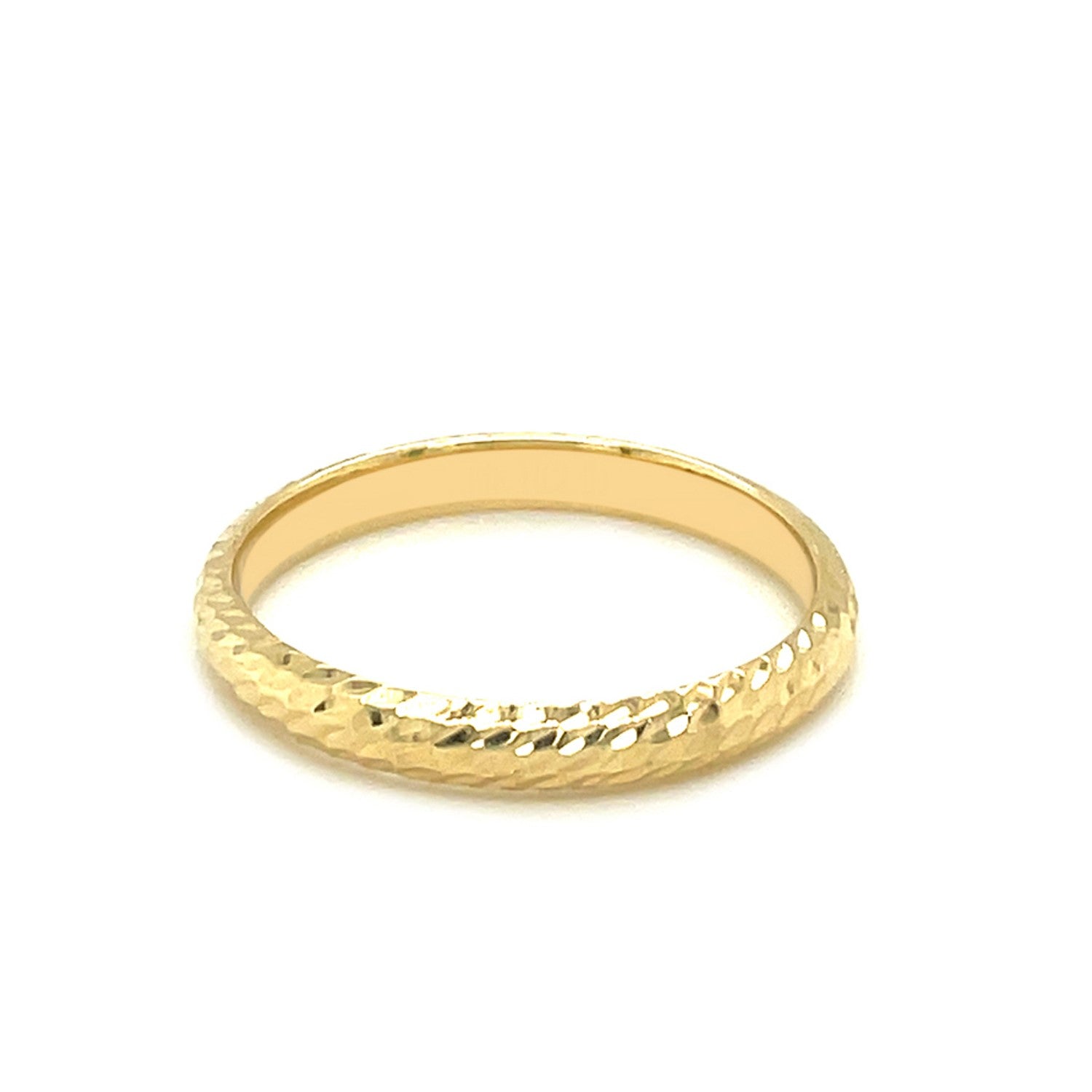 14k yellow gold textured wedding band ring, 2.50mm, classic comfort fit design for timeless elegance.