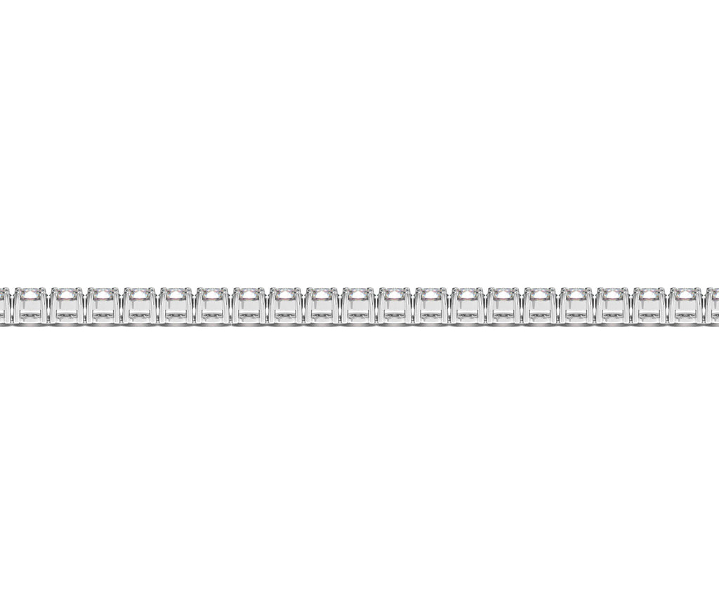 Lab grown round diamond tennis bracelet in 14k white gold, featuring 4 cctw of F/G VS2/SI1 diamonds, modern elegance.