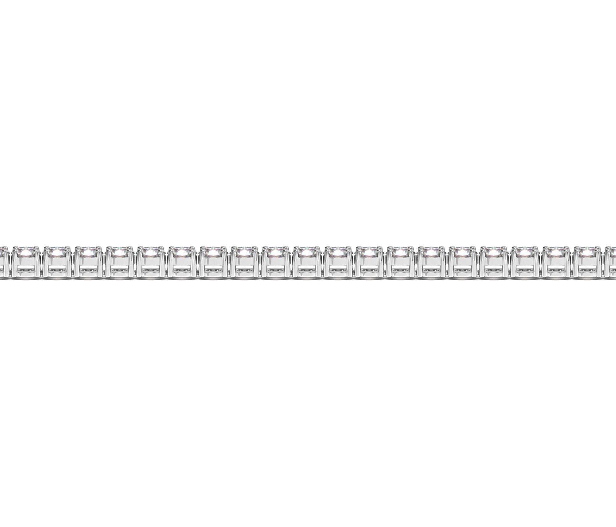 Lab grown round diamond tennis bracelet in 14k white gold, featuring 4 cctw of F/G VS2/SI1 diamonds, modern elegance.
