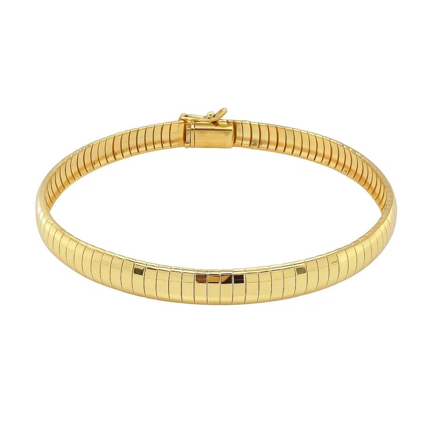 14k yellow gold classic omega bracelet featuring elegant link design, perfect for timeless luxury styling.