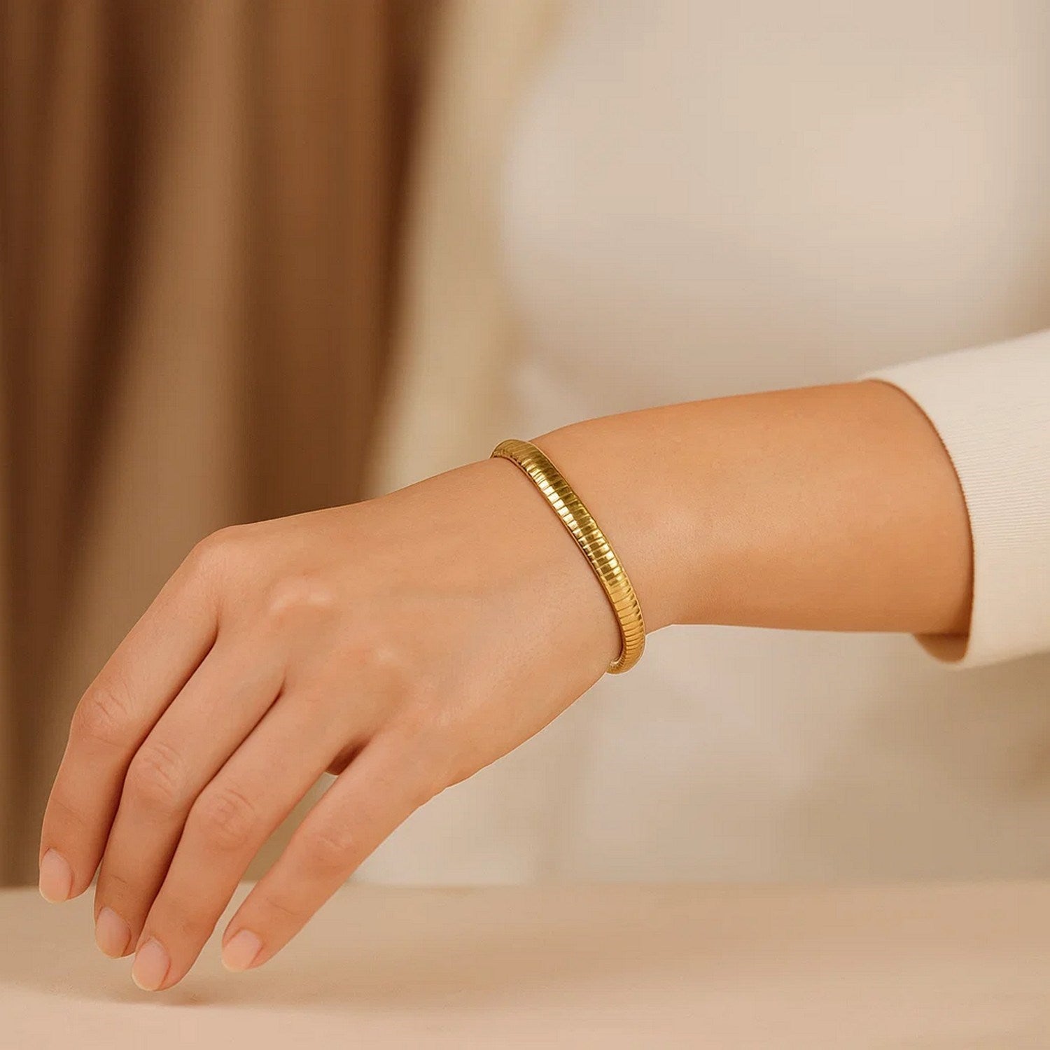 14k yellow gold classic omega bracelet featuring elegant chain links, perfect for timeless luxury styling.