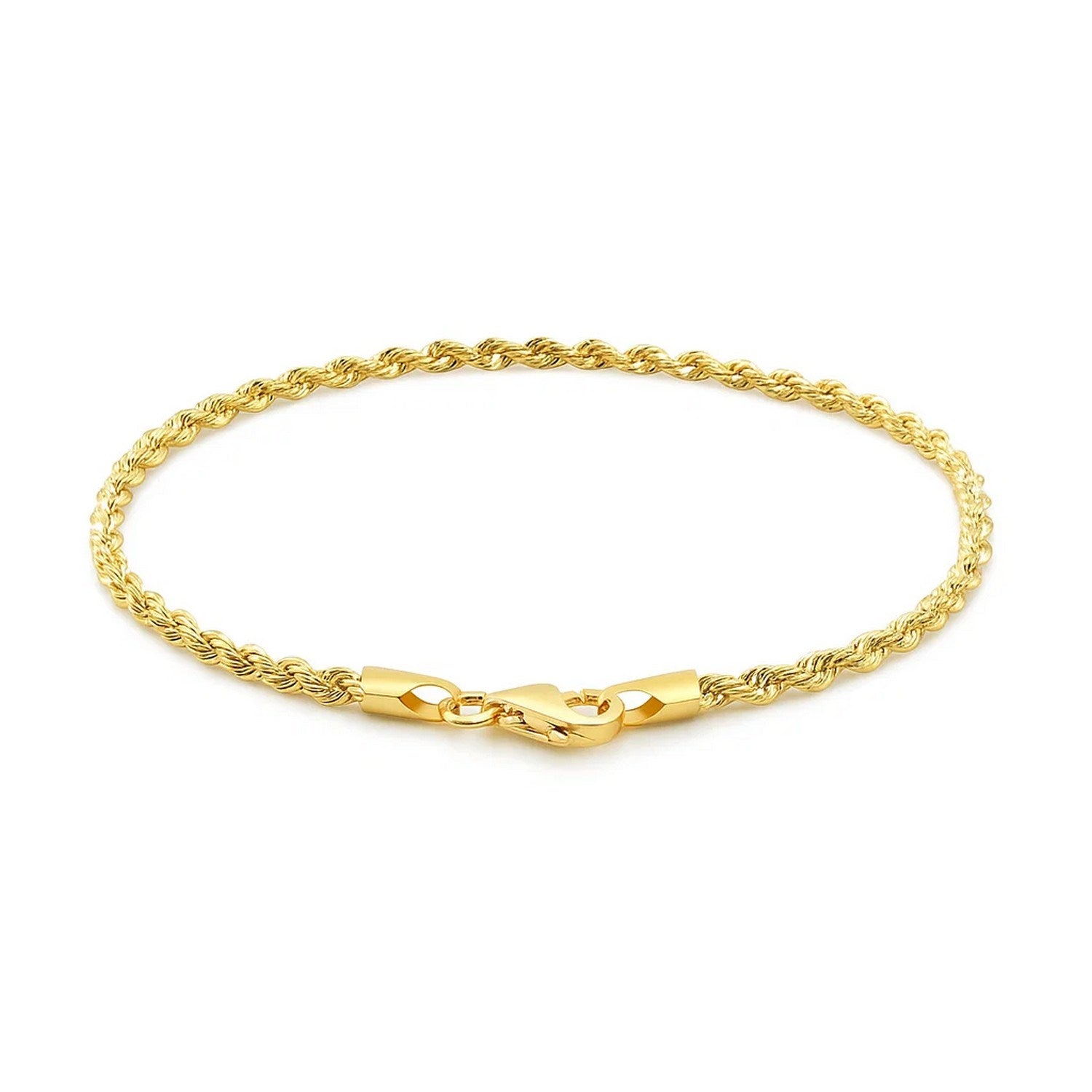 10k yellow gold diamond cut rope bracelet, elegant design, 2.50 mm width, perfect for luxury jewelry enthusiasts.