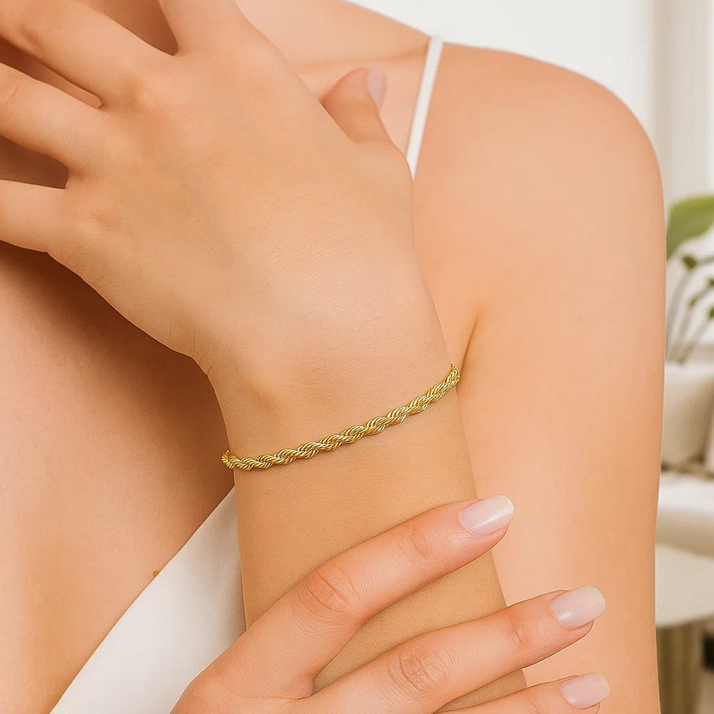 10k yellow gold solid diamond cut rope bracelet, 2.50 mm, showcasing elegant luxury with intricate design details.