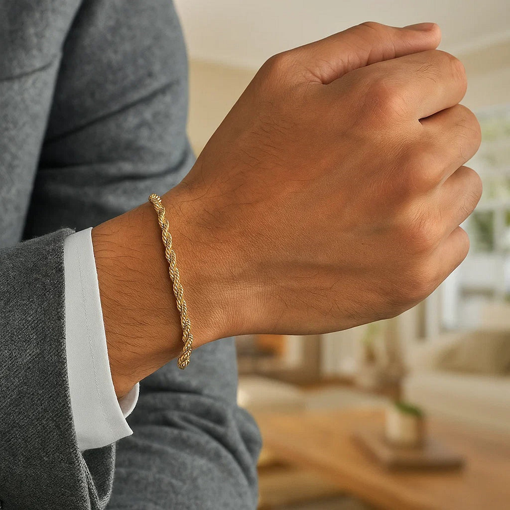 10k yellow gold diamond cut rope bracelet, elegantly designed with a luxurious 2.50 mm width for refined style.