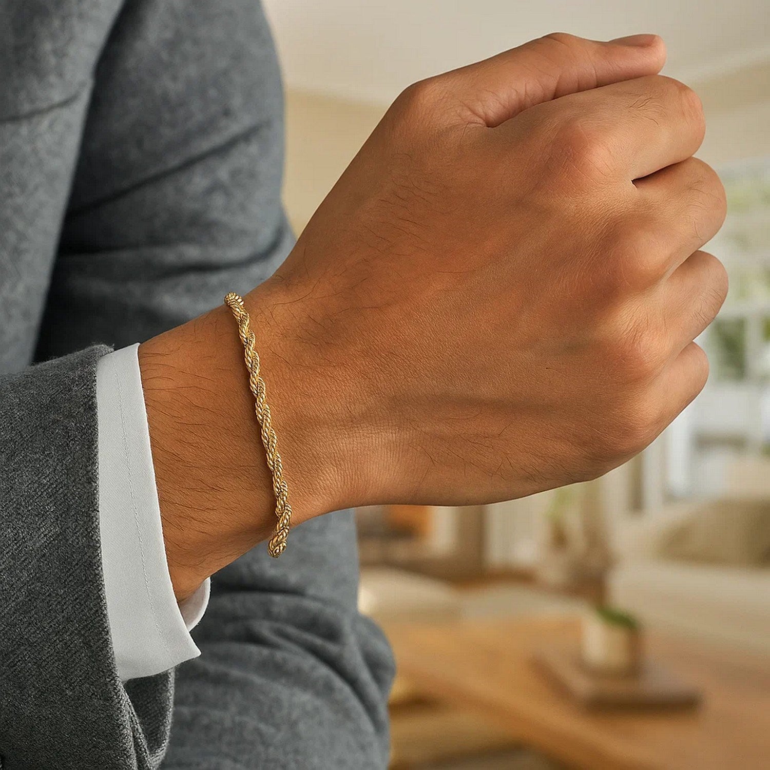10k yellow gold diamond cut rope bracelet, elegantly designed with a luxurious 2.50 mm width for refined style.