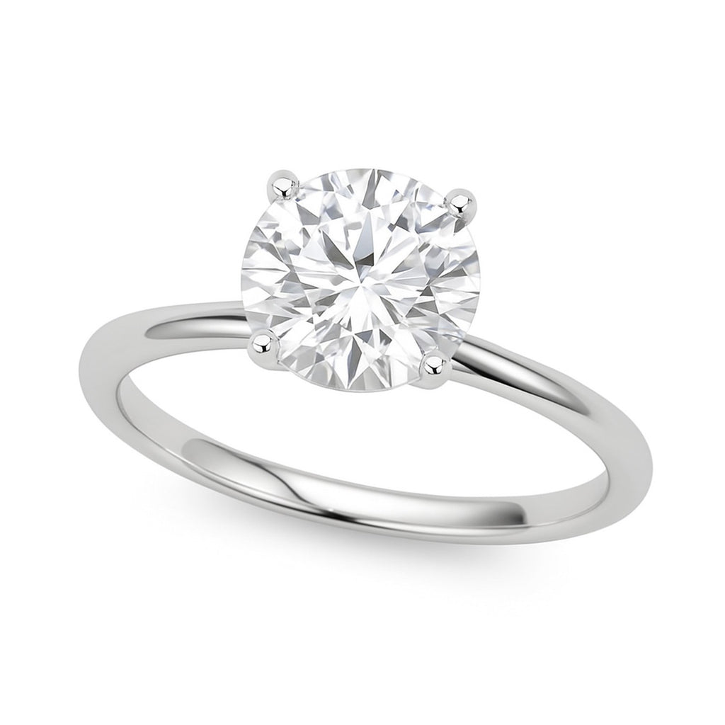 1 carat round lab-grown diamond solitaire ring in 14k white gold, showcasing modern elegance and timeless luxury.