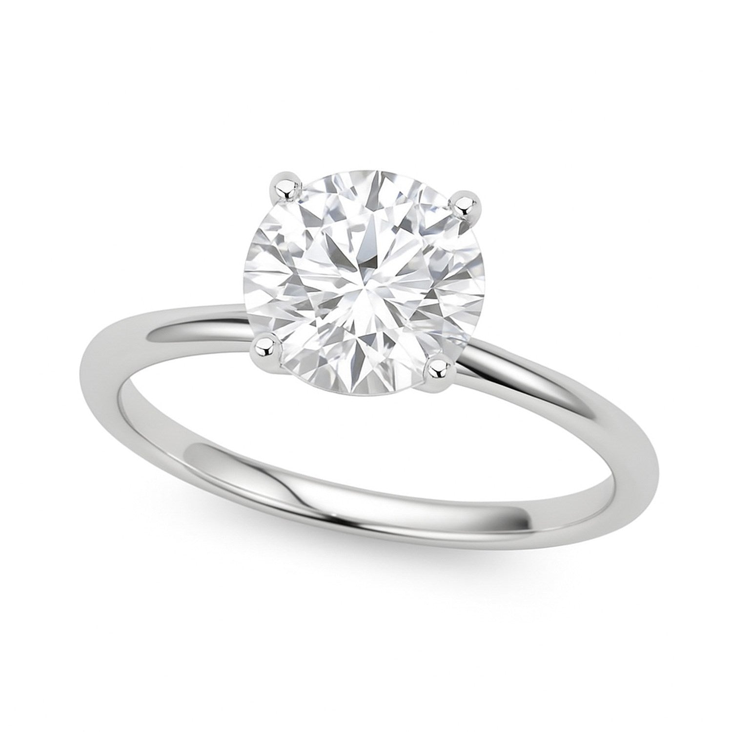 1 carat round lab-grown diamond solitaire ring in 14k white gold, showcasing modern elegance and timeless luxury.
