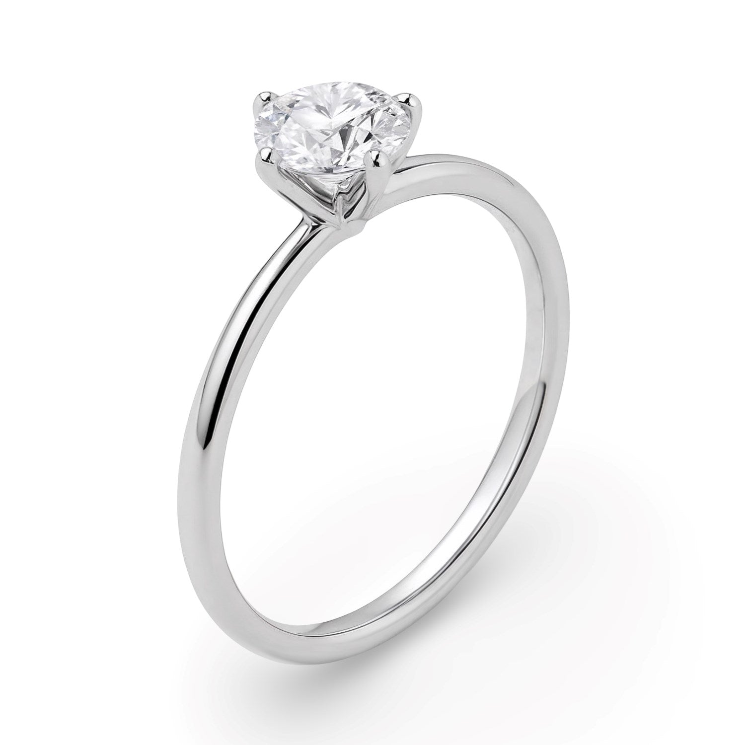 1 carat round lab-grown diamond solitaire ring in 14k white gold, showcasing modern elegance and timeless beauty.