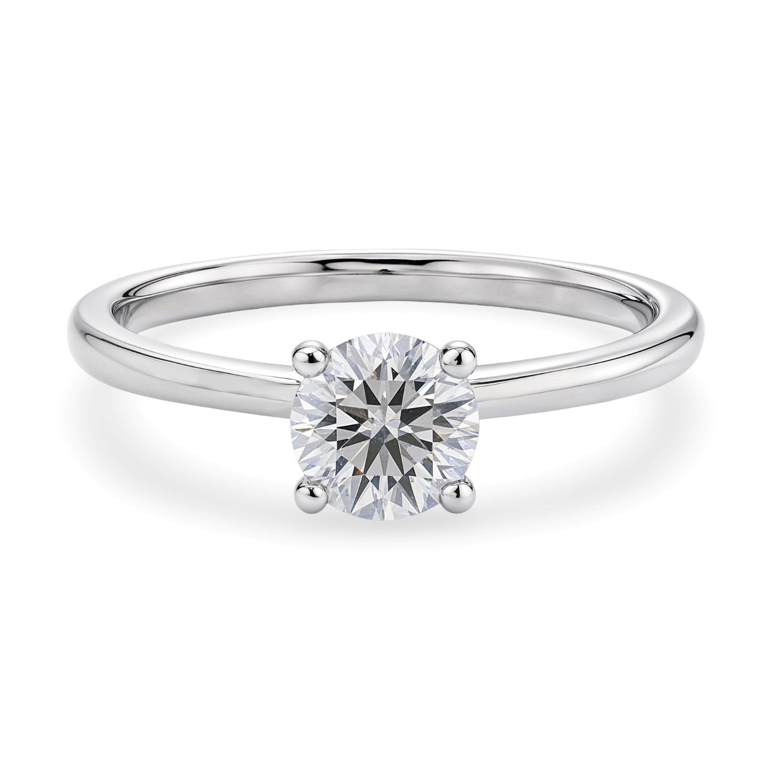 1 carat round lab-grown diamond solitaire ring in 14k white gold, showcasing modern elegance and timeless beauty.