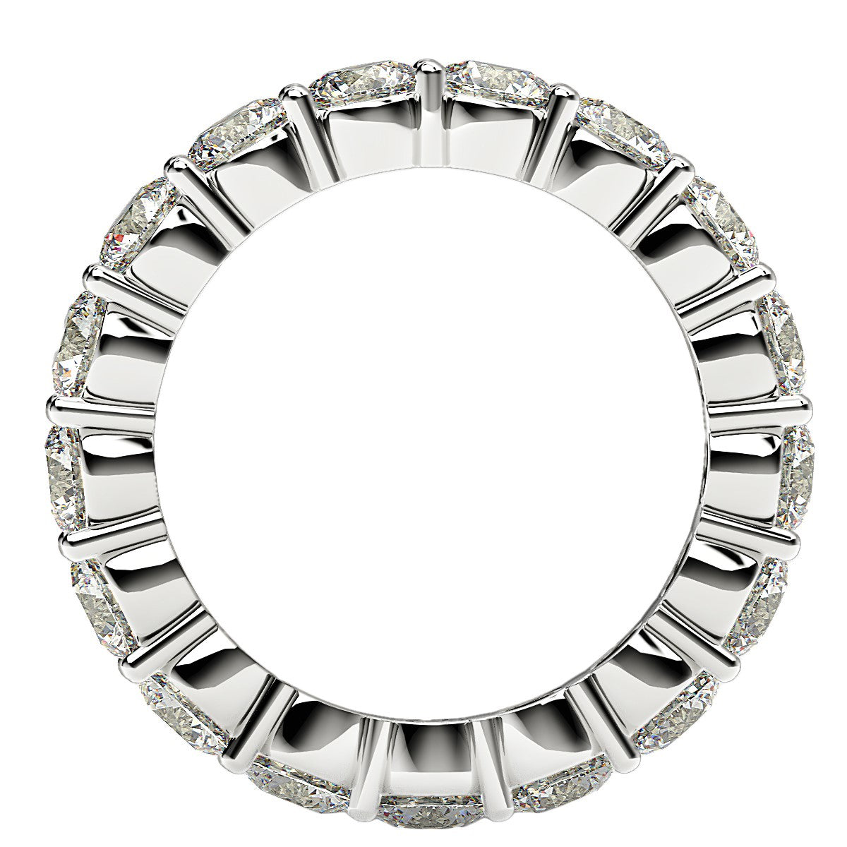 Round cut lab-grown diamond eternity ring in 14k white gold, showcasing contemporary elegance and timeless brilliance.