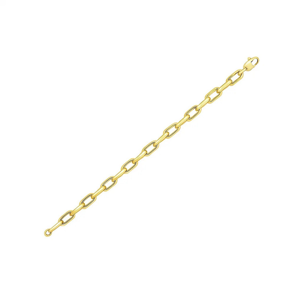 Elegant 14k yellow gold French cable link bracelet featuring round links, perfect for luxurious everyday wear.