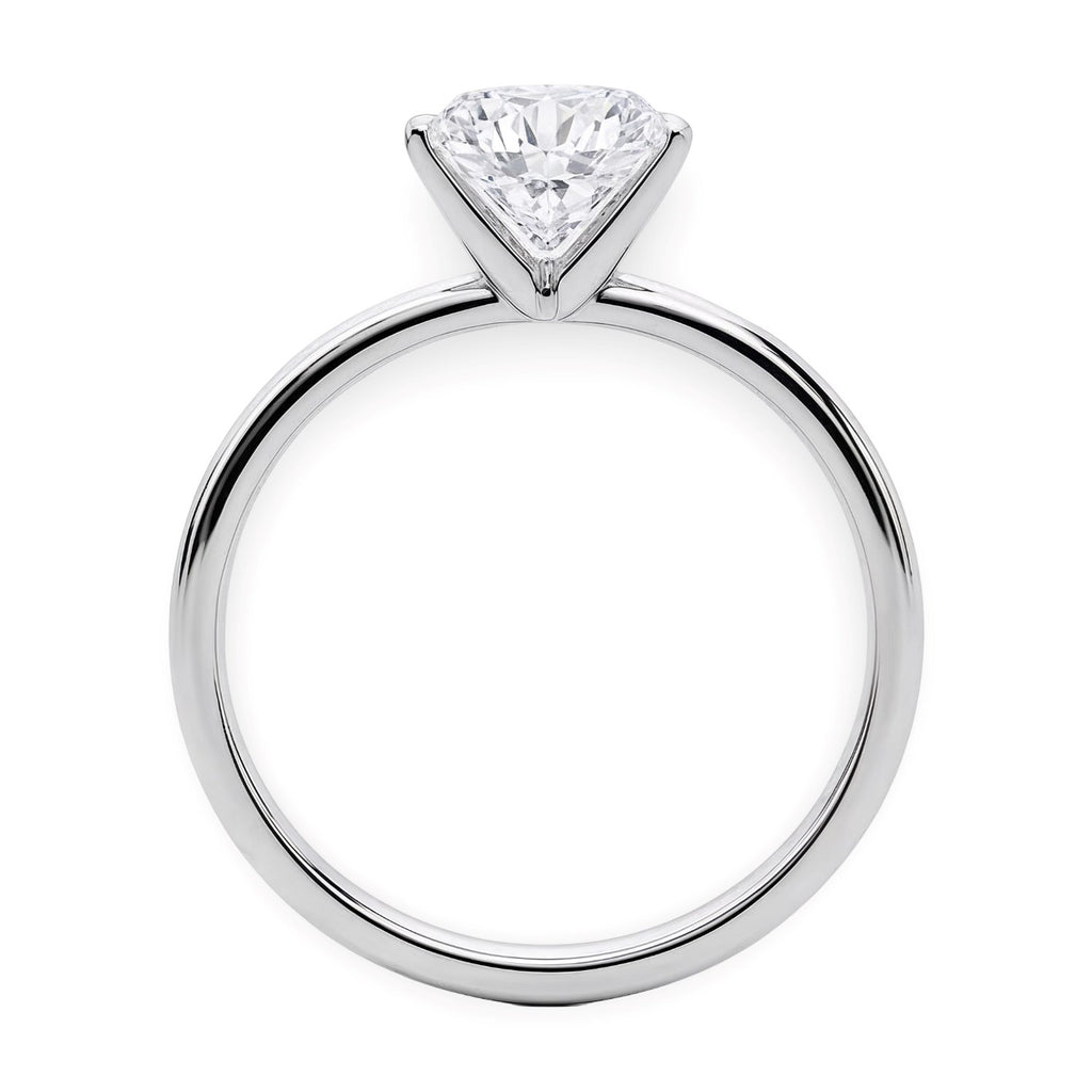 2 carat round lab-grown diamond solitaire ring in polished sterling silver, showcasing modern elegance and timeless beauty.