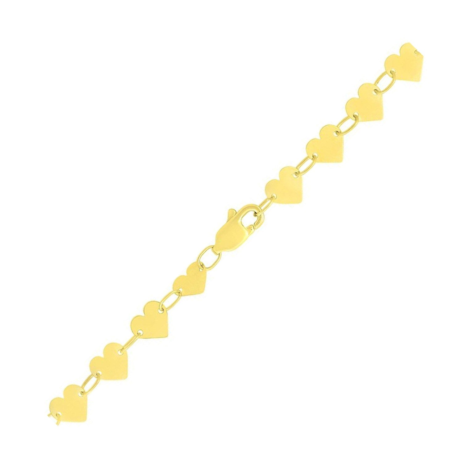 Elegant 10K yellow gold chain bracelet featuring a mirror heart design, perfect for luxurious everyday wear.